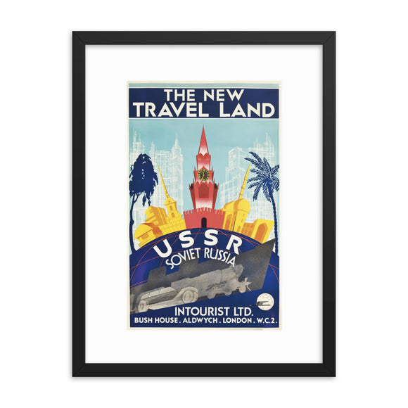 The New Travel Land (1930) Framed Vintage Soviet Travel Poster