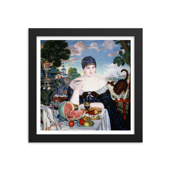 Boris Kustodiev, The Merchant's Wife at Tea (1918) Framed Poster
